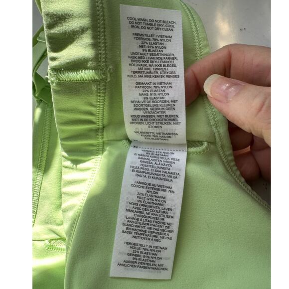 Gym Shark Yellow Green Ruched Racer Back Padded Sports Bra XS - Picture 8 of 11